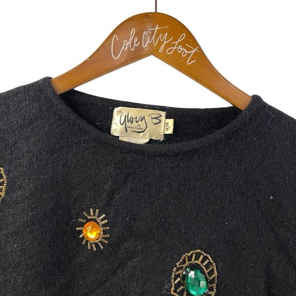 No So Ugly Christmas Sweater Vintage Glory B Gems Angora Lambswool Medium - Picture 2 of 8